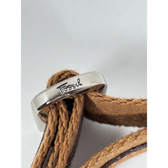 Fossil Canvas Fabric & Leather Crossbody Bag Purse Multicolor Geometric Stripe - Picture 7 of 13